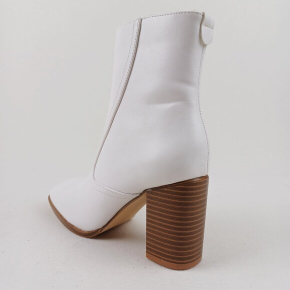 Faux Leather Square Toe Ankle Boots - Picture 7 of 15